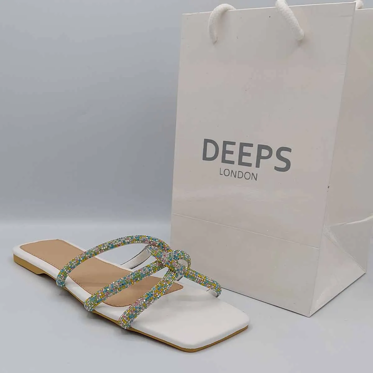 PARKER DIAMANTE EMBELLISHED CRYSTAL STRAP SLIDERS