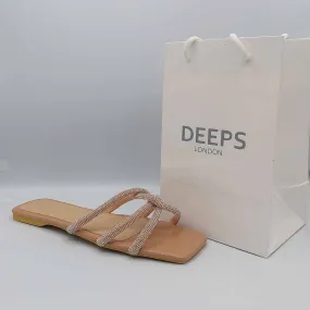PARKER DIAMANTE EMBELLISHED CRYSTAL STRAP SLIDERS