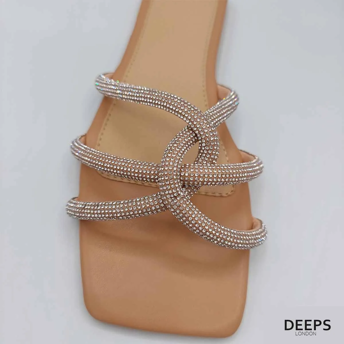 PARKER DIAMANTE EMBELLISHED CRYSTAL STRAP SLIDERS