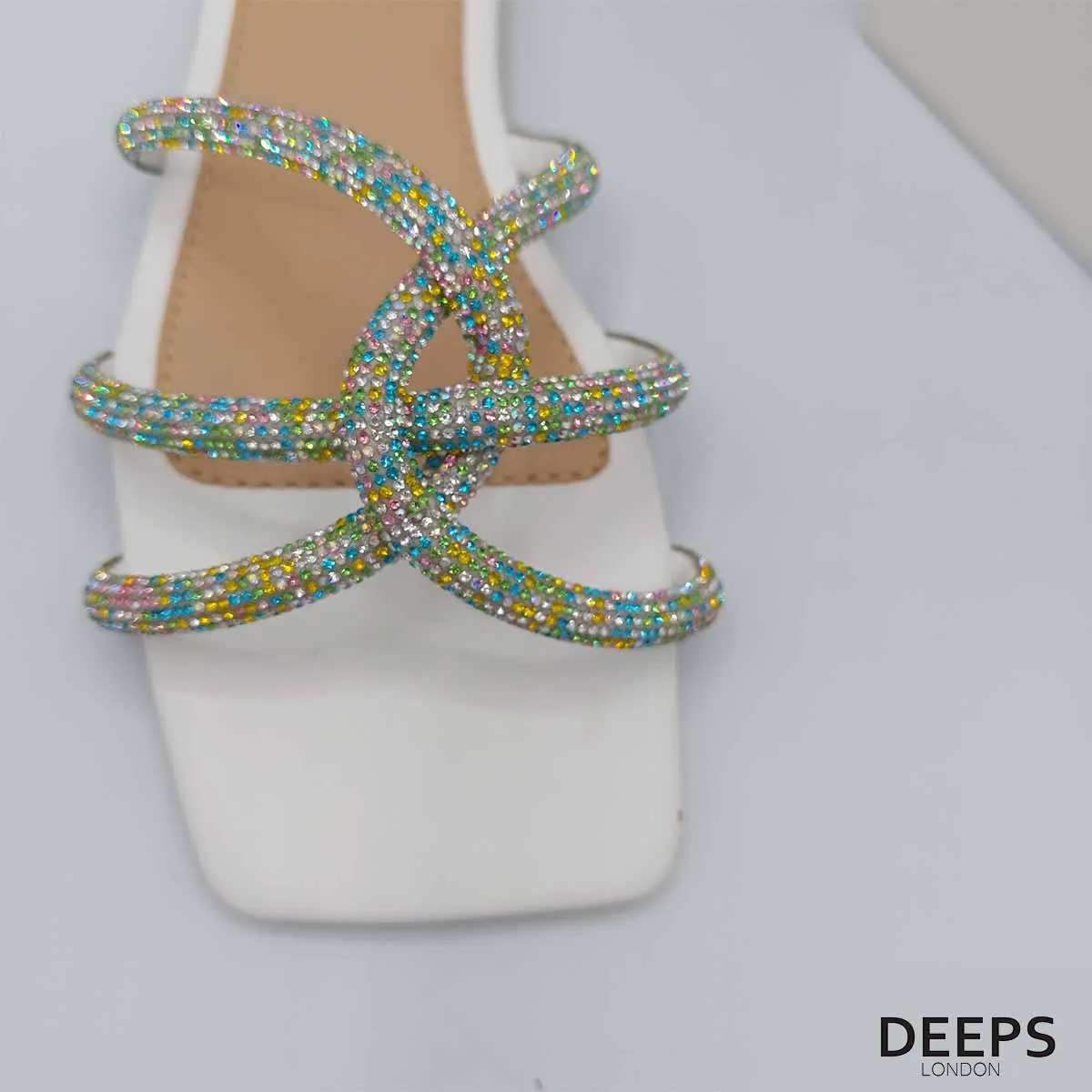 PARKER DIAMANTE EMBELLISHED CRYSTAL STRAP SLIDERS