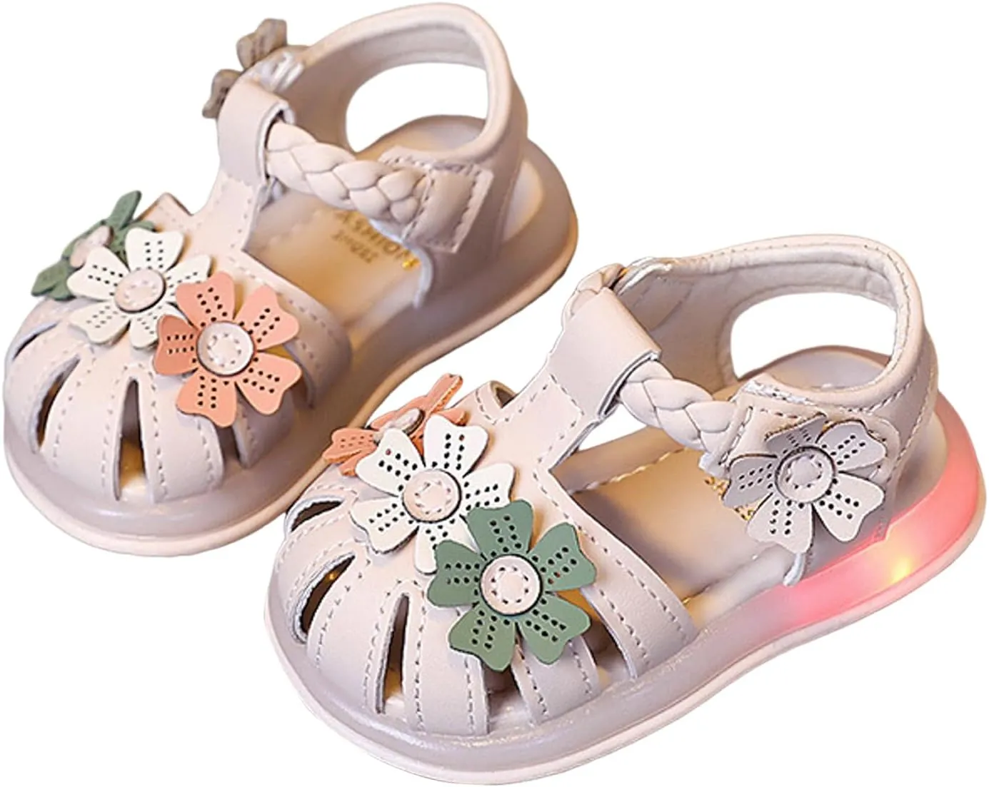 Party Glitter Shoes for Kids Toddler Girls Flower Sandals Light Up Sandals Stylish Soft Bottom Little Girls Beach Shoes Athletic Lightweight