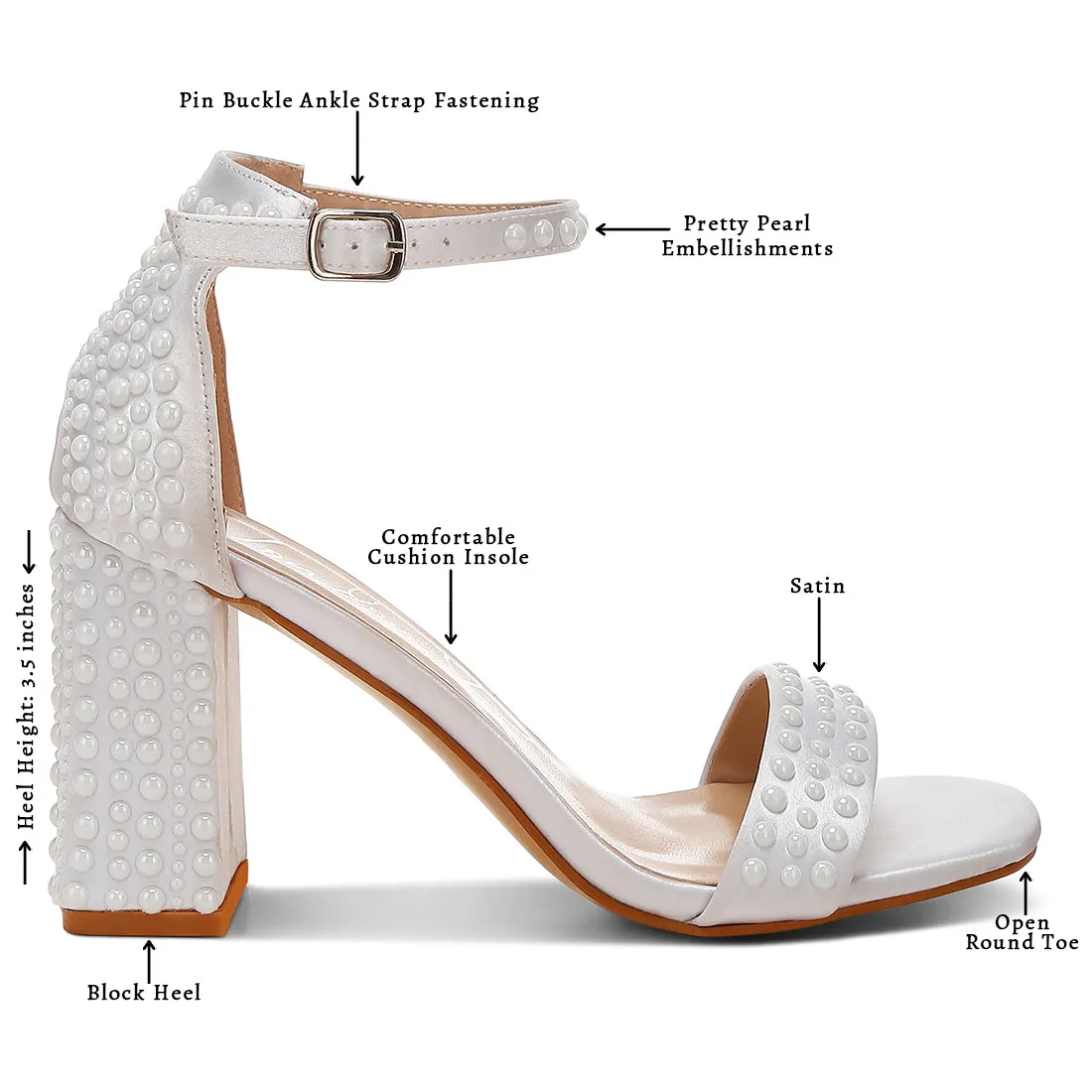 Pearls Embellished Satin Sandals
