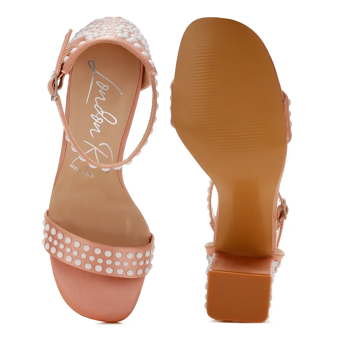 Pearls Embellished Satin Sandals