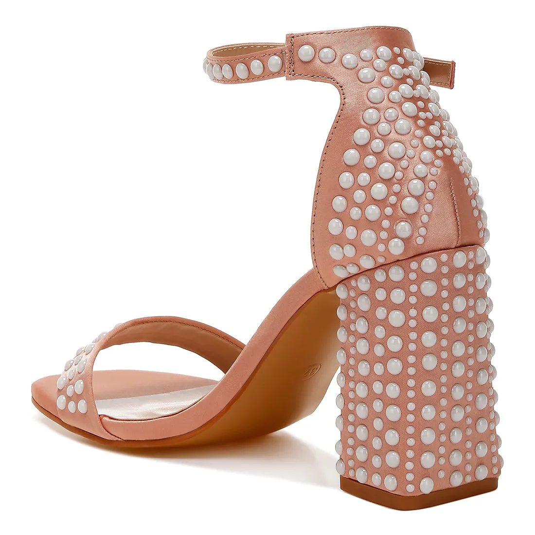 Pearls Embellished Satin Sandals