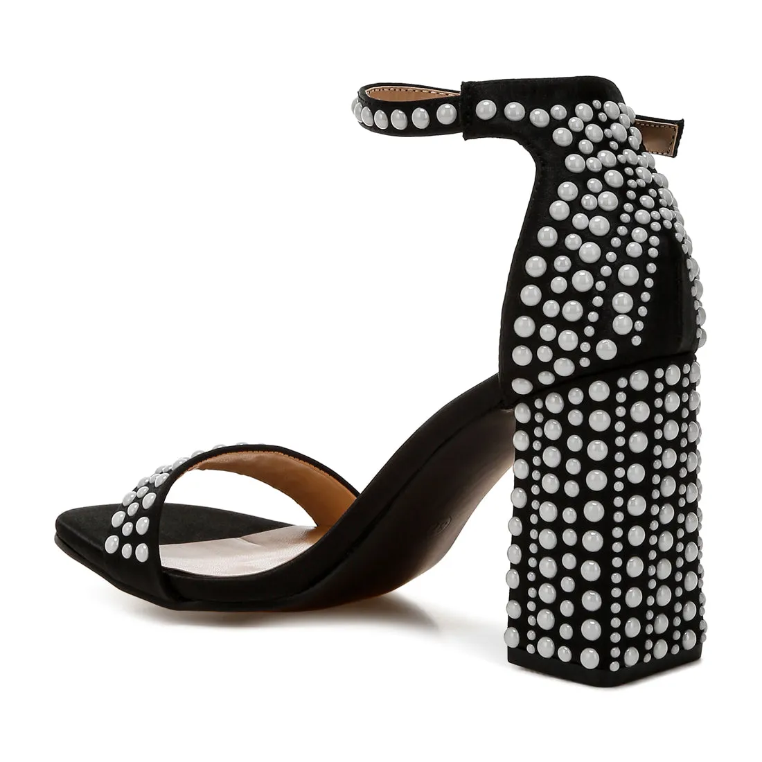 Pearls Embellished Satin Sandals