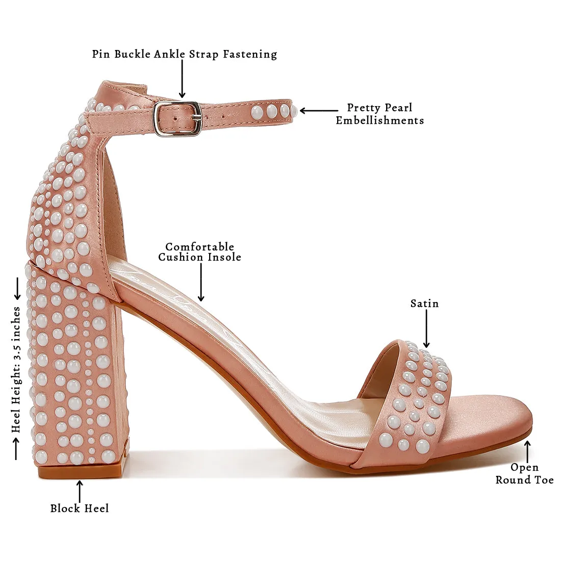 Pearls Embellished Satin Sandals
