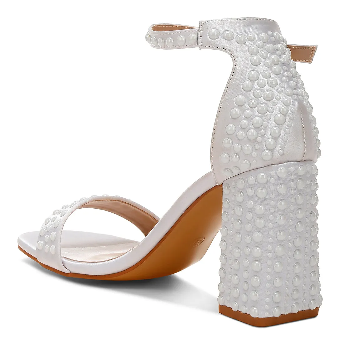 Pearls Embellished Satin Sandals