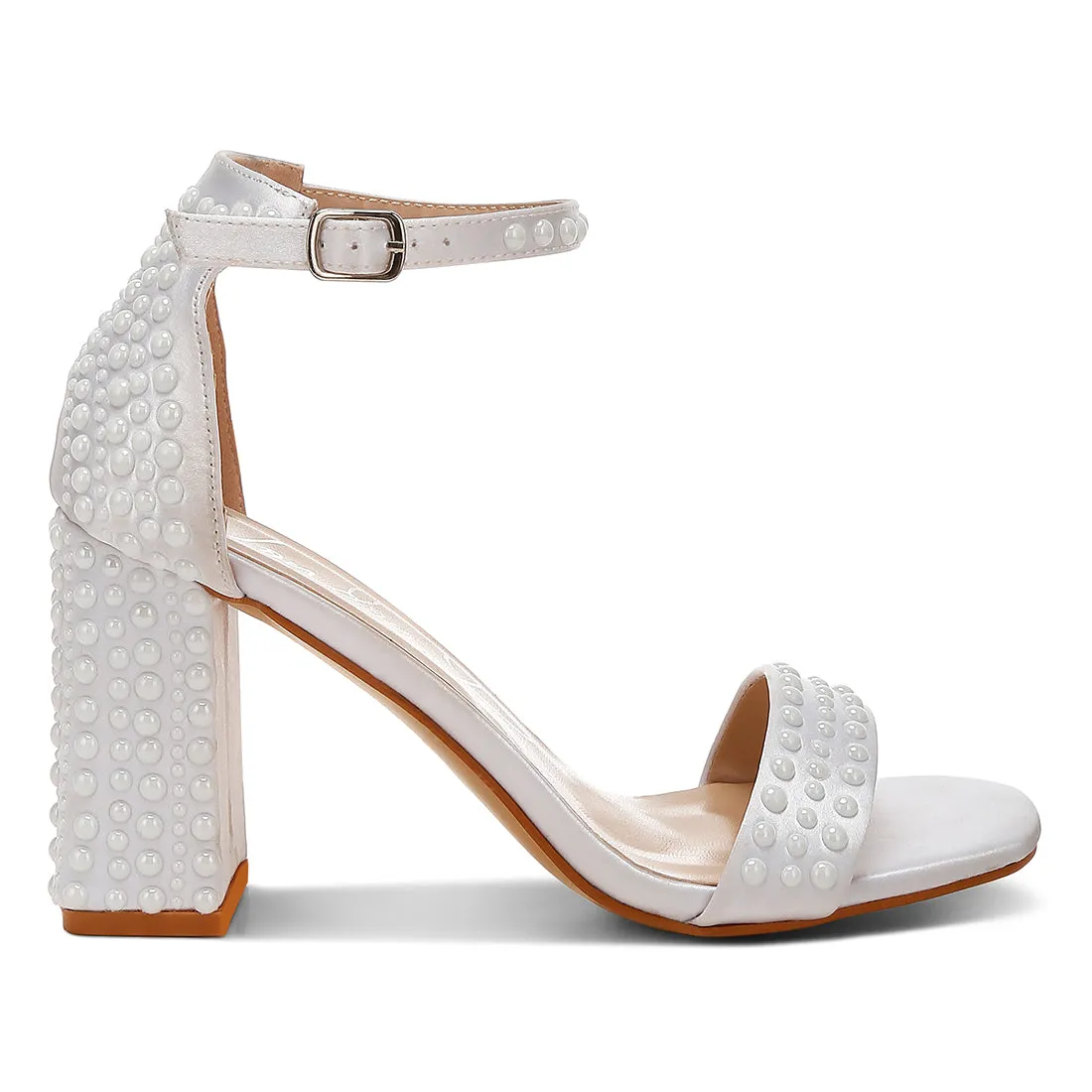 Pearls Embellished Satin Sandals