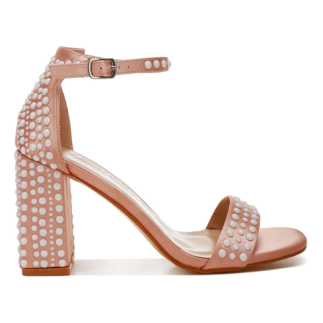 Pearls Embellished Satin Sandals
