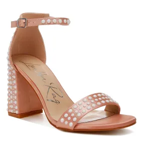 Pearls Embellished Satin Sandals
