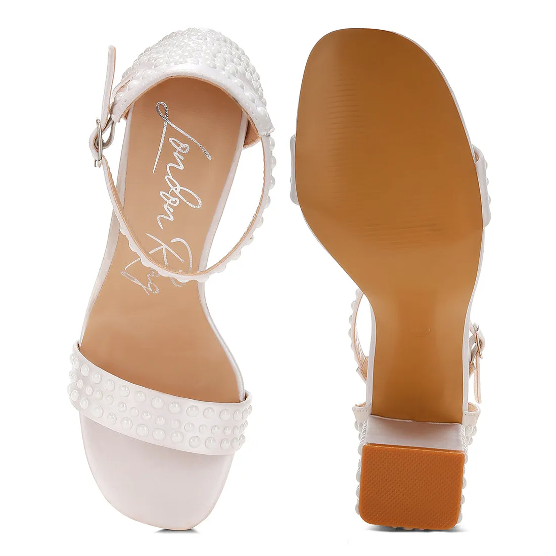 Pearls Embellished Satin Sandals