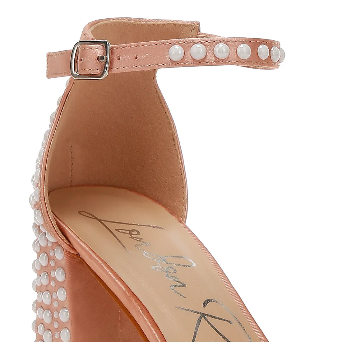 Pearls Embellished Satin Sandals