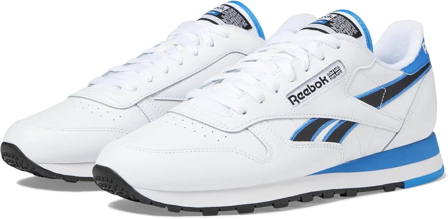 Reebok Unisex Classic Leather Sneakers Legacy, White/Kinetic Blue/Black, 6 US Men