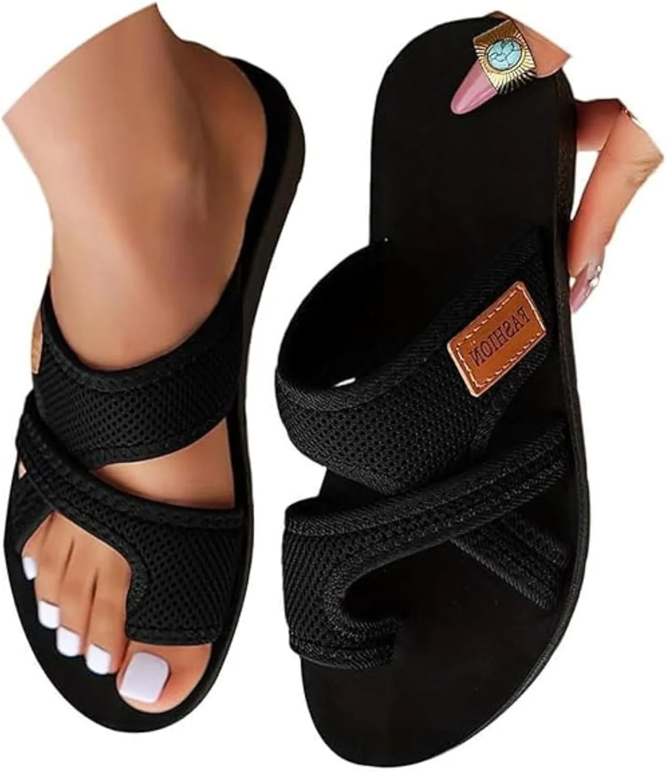 Sandals for Women 2025 Comfortable Breathable Hollow Mesh Slide Sandals with Arch Support Orthopedic Beach Sandals
