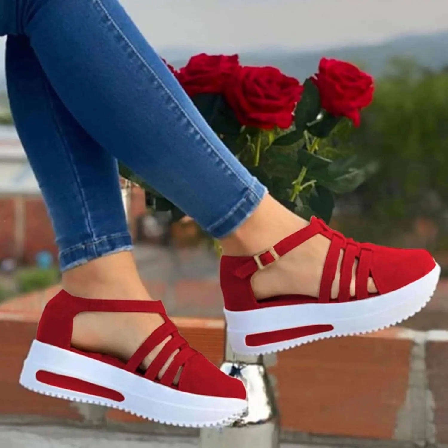 Sandals Women Fashion, Sandals Women Wedge Casual Breathable Flat Slippers Open Toe Outdoor Beach Sandals