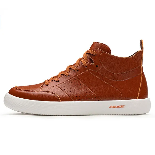 Skateboarding shoes light cool sneakers soft micro fiber leather upper elastic outsole men shoes