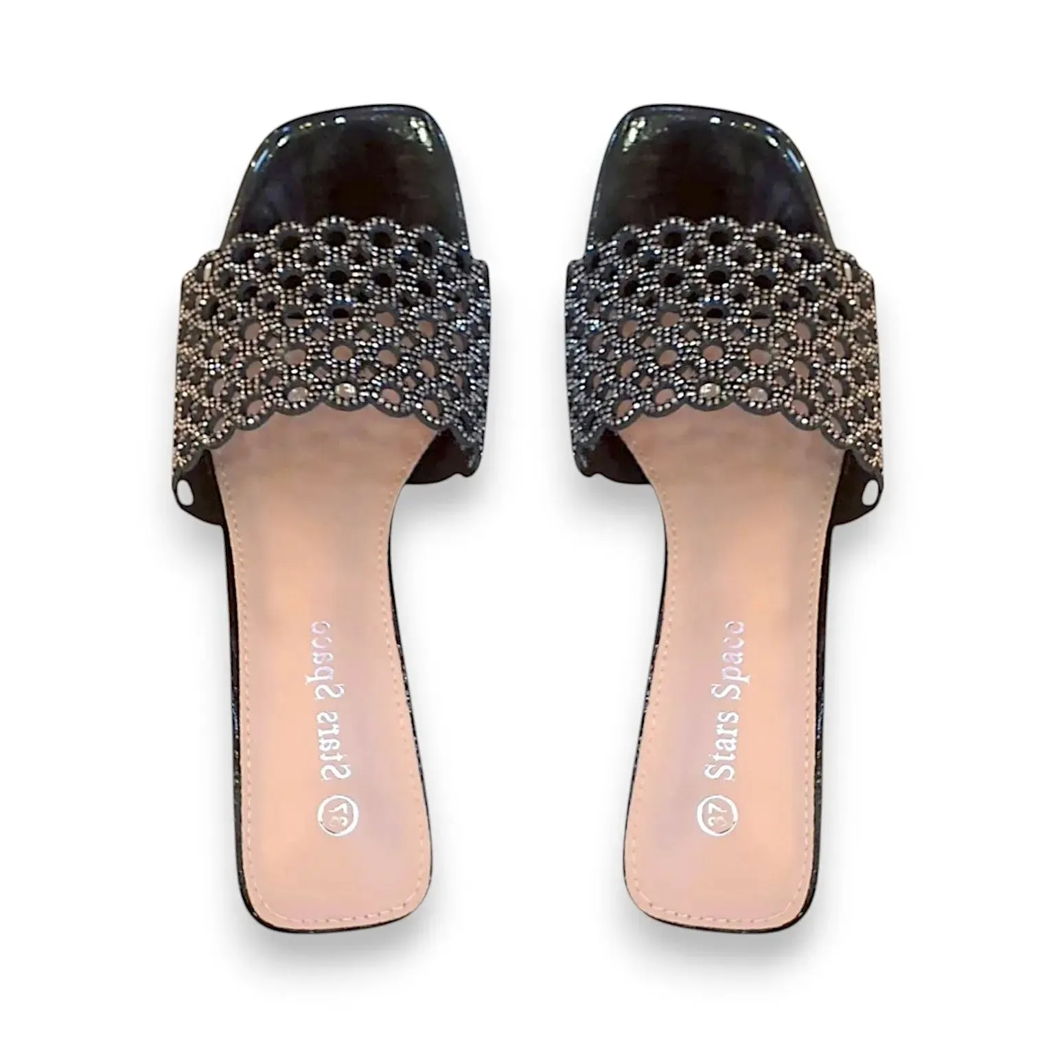 Star Space Block Heel Slide Sandals