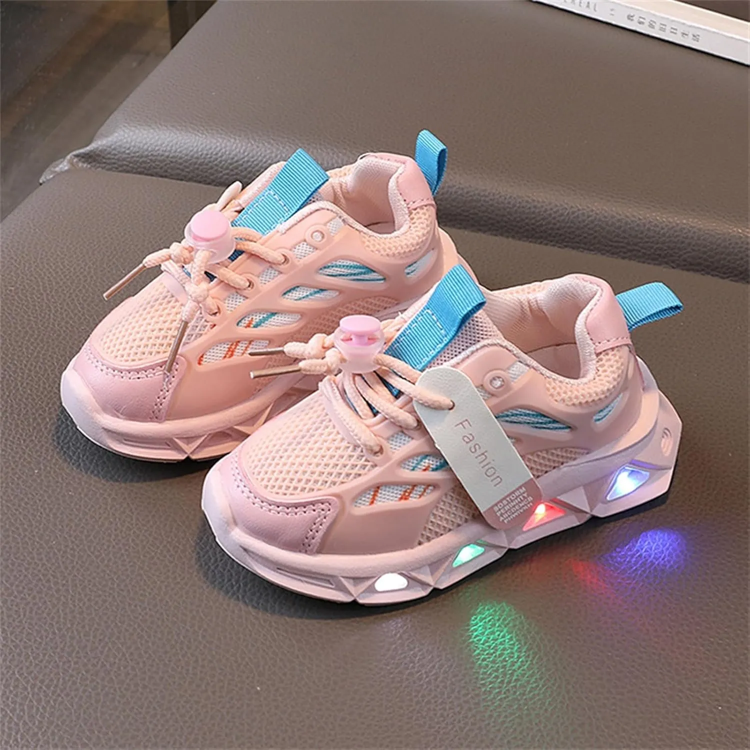 Toddler LED Light Sneakers Boys Girls Adjustable Strap Luminous Running Shoes Mesh Breathable Slip Baby Walking Shoes