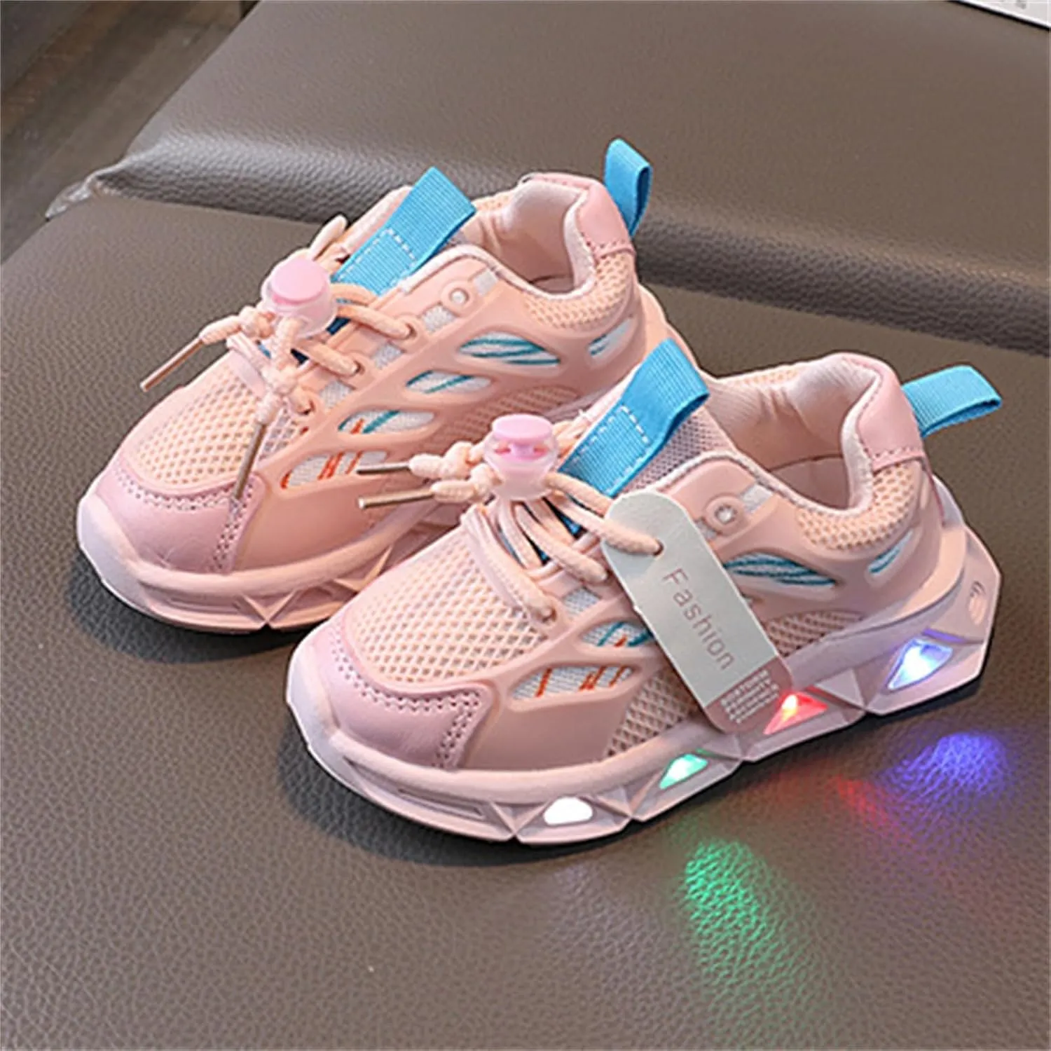 Toddler LED Light Sneakers Boys Girls Adjustable Strap Luminous Running Shoes Mesh Breathable Slip Baby Walking Shoes