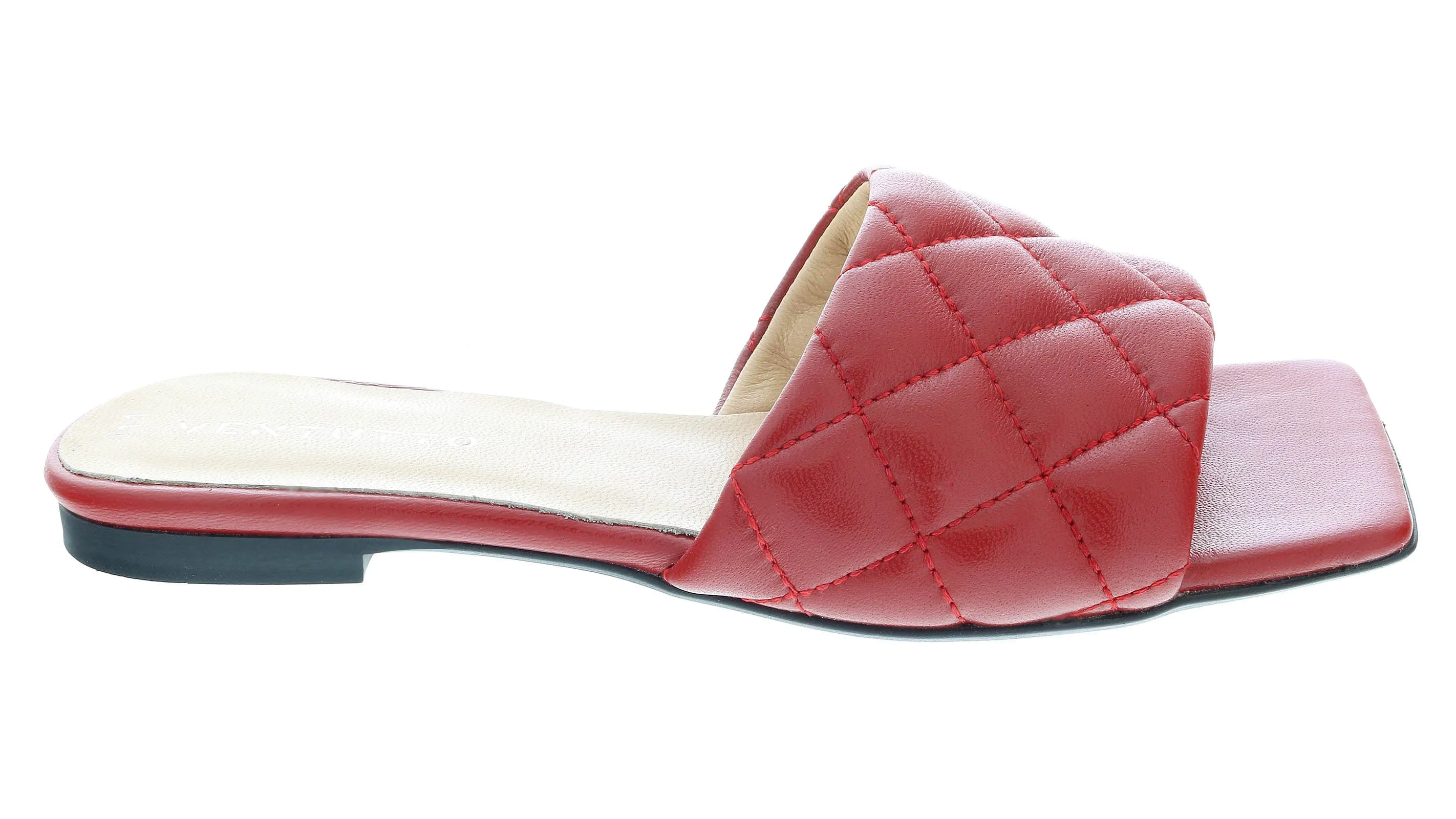 Ventutto Red Quilted Flat Slide Leather Slipper-
