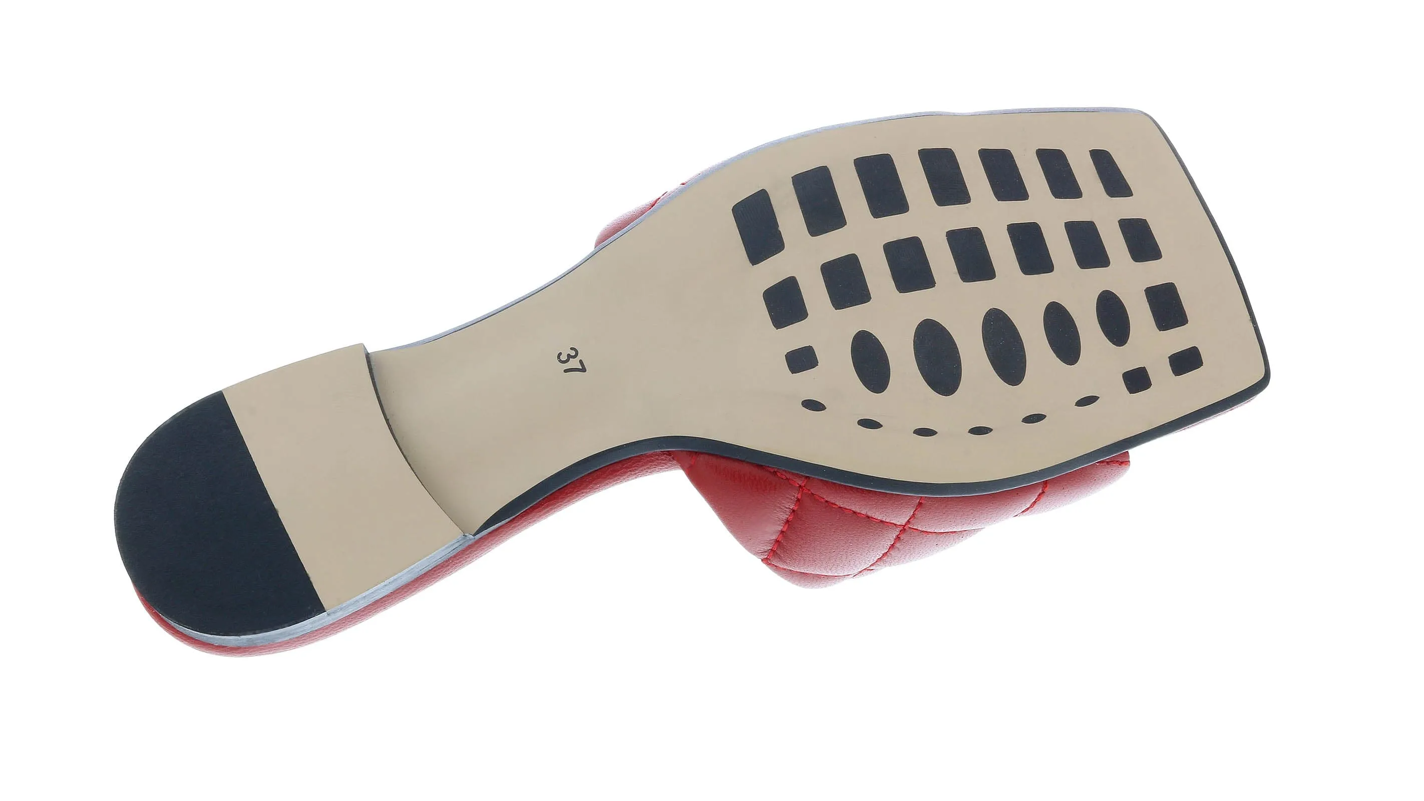 Ventutto Red Quilted Flat Slide Leather Slipper-