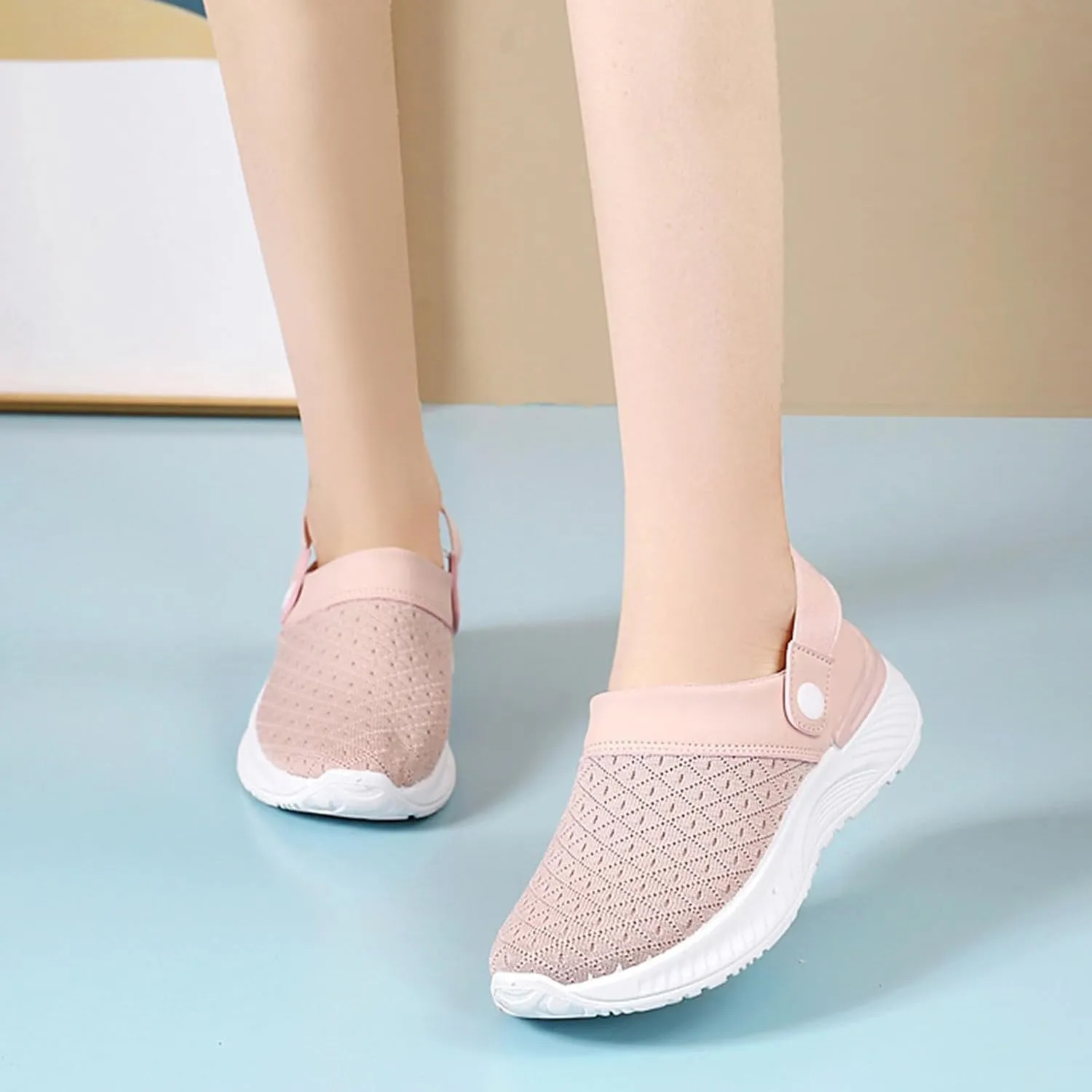 Women's Backless Slip on Mesh Sneakers Shoes Womens Running Shoes Comfortable Men Casual Dress Shoes Platform Sneakers Waterproof Tennis Shoe Cross Trainer Shoe