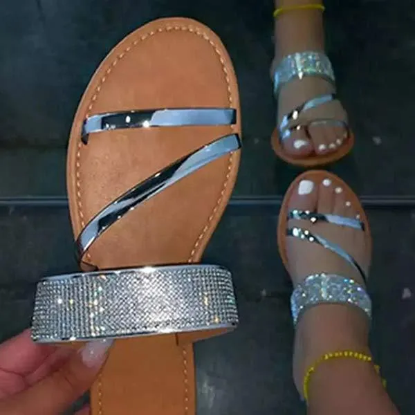 Women'S Shiny Flat Slippers 58005637C