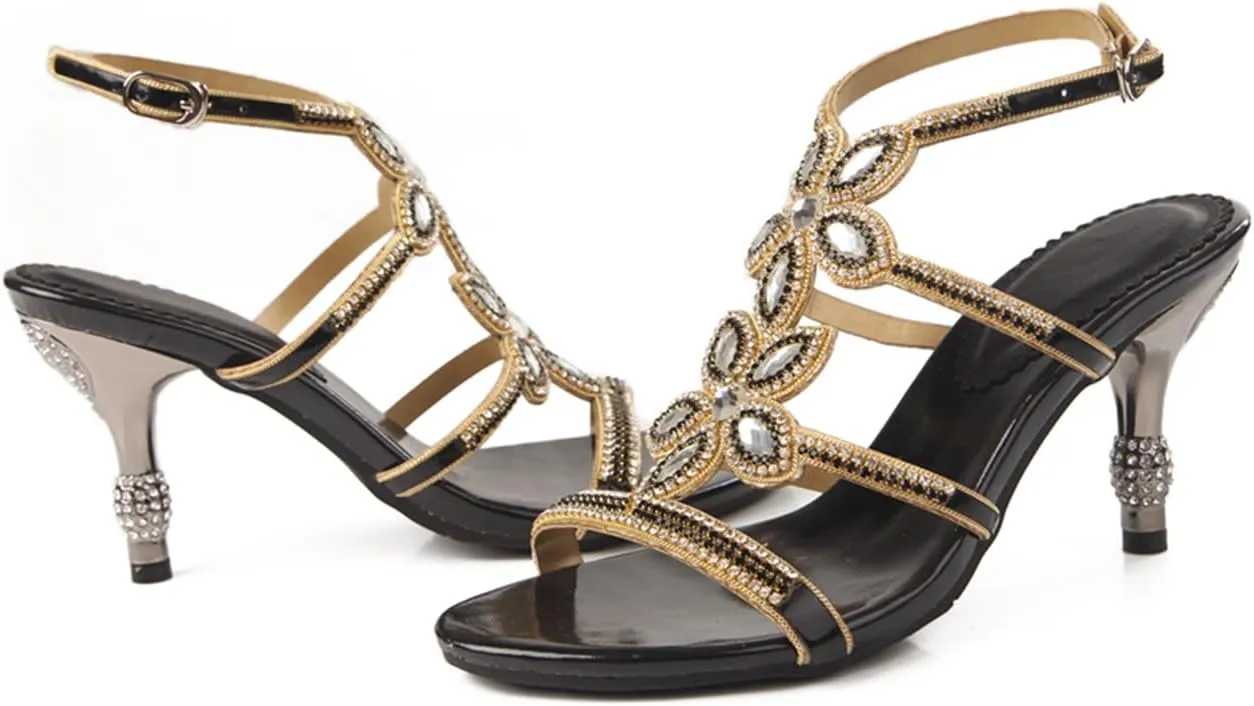 Women's Stylish Glitter Rhinestone Open Toe Party Office Dress Dating Wedding Shopping Stiletto Sandals