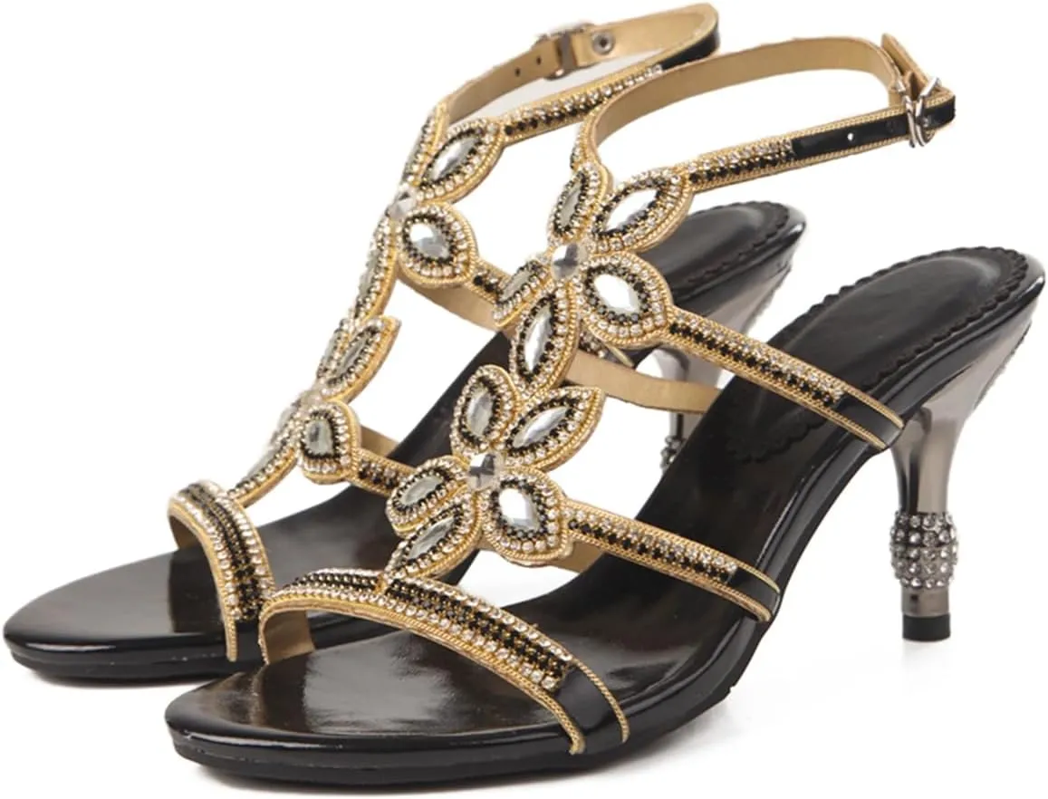 Women's Stylish Glitter Rhinestone Open Toe Party Office Dress Dating Wedding Shopping Stiletto Sandals