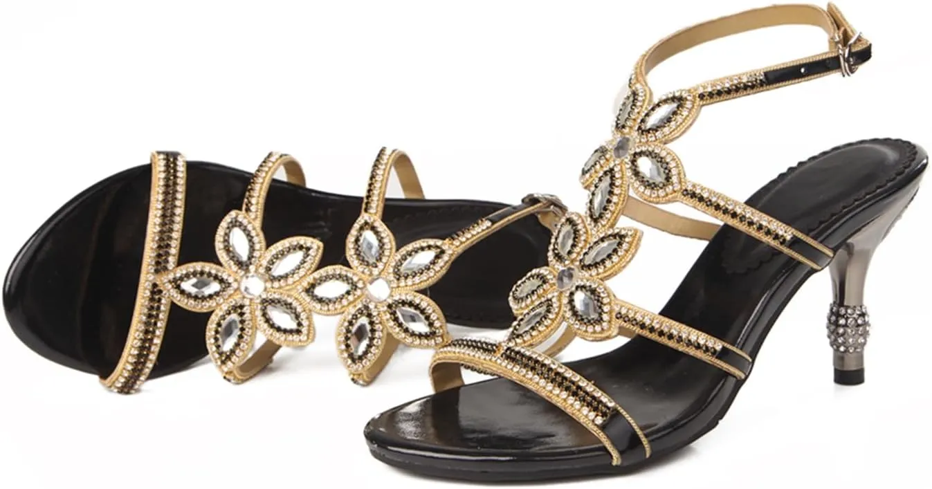 Women's Stylish Glitter Rhinestone Open Toe Party Office Dress Dating Wedding Shopping Stiletto Sandals